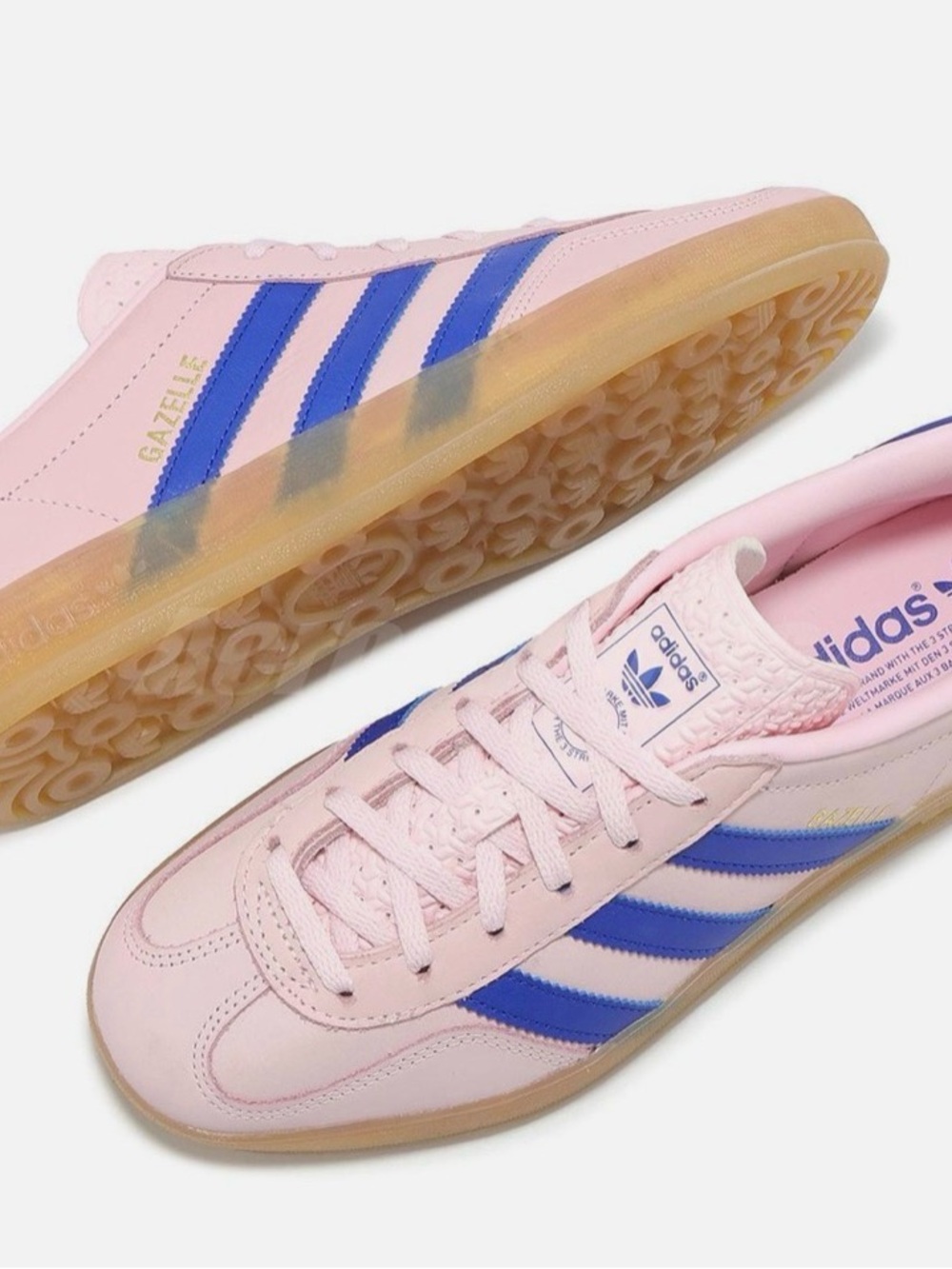 adidas Pink and Blue Low-Top Gazelle Sneakers w/clear gum women’s